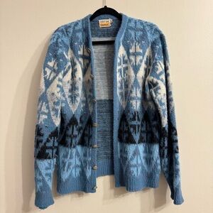 Vintage Campus Mid Century 1950s Blue Grandpa Cardigan Sweater | Men’s Large